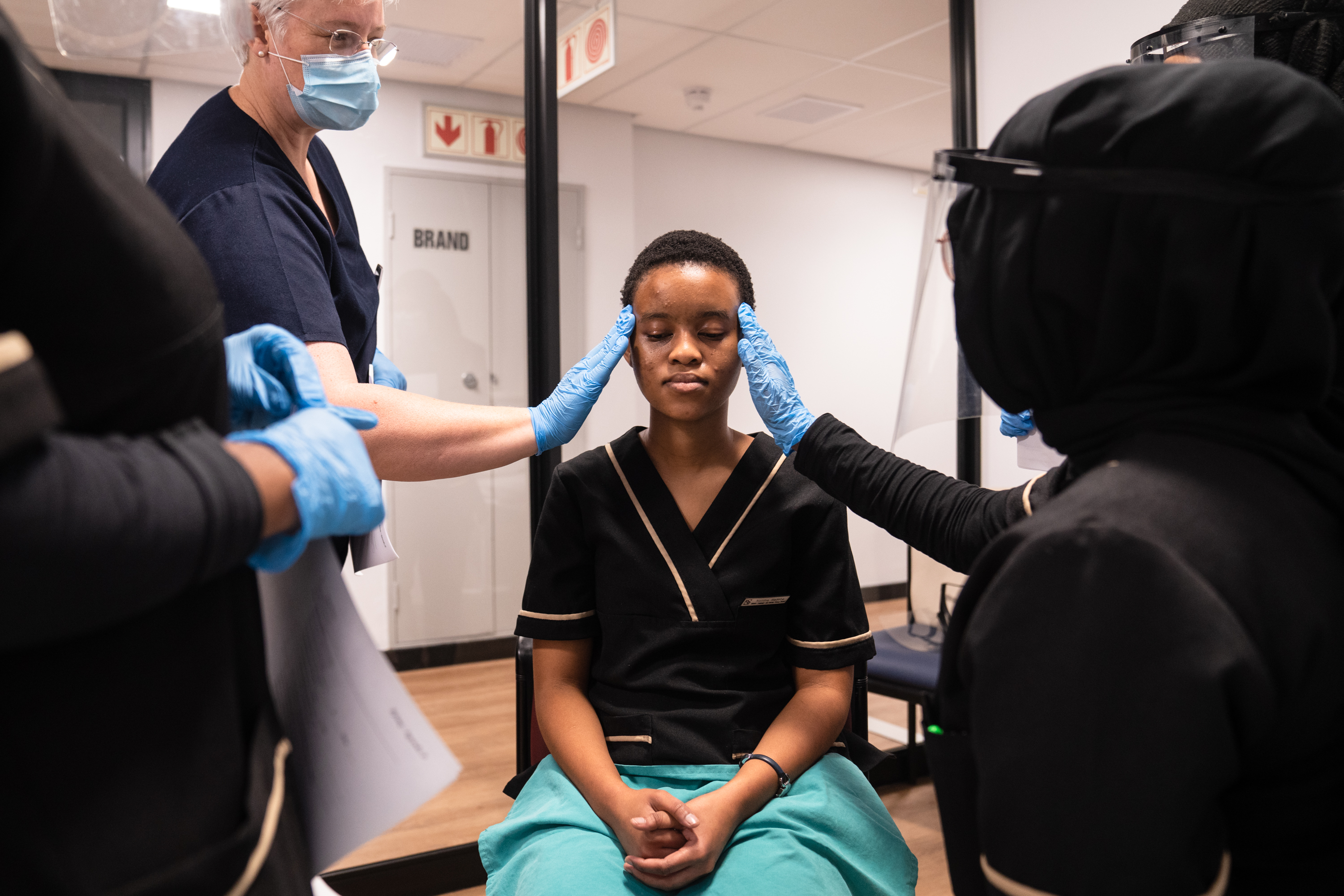 Speech-Language and Hearing Therapy students performing an oral sensory and motor evaluation