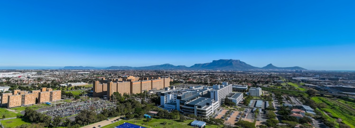 Arial photo of Tygerberg campus featuring Table Mountain